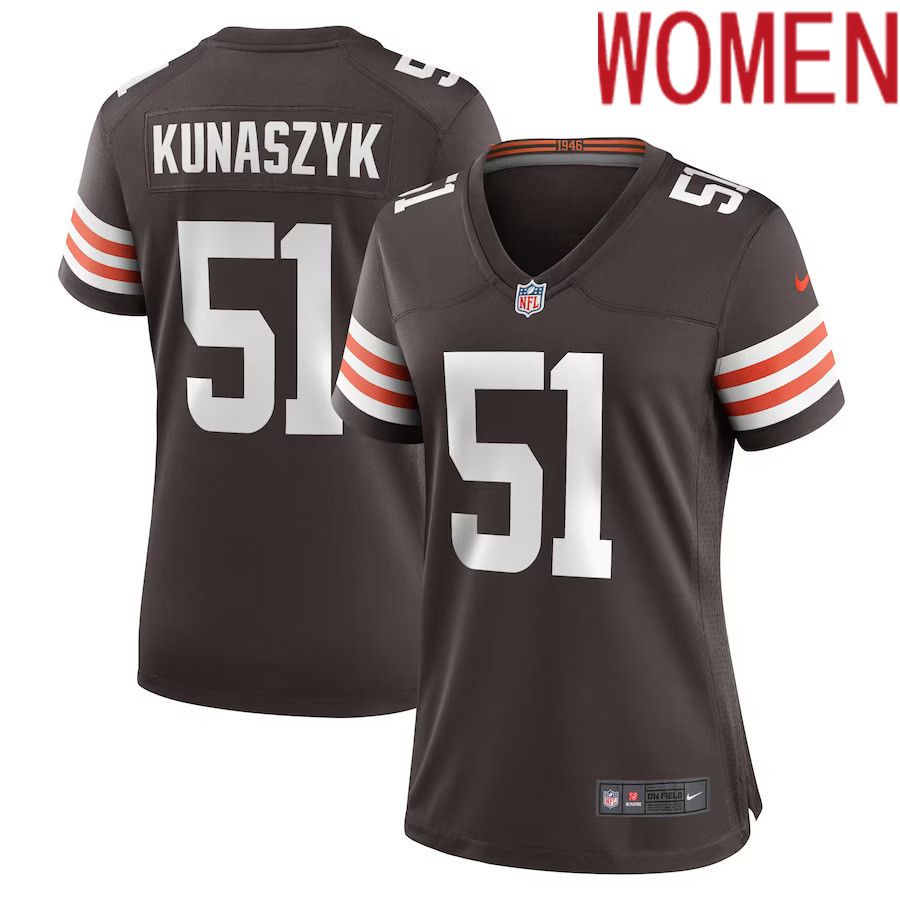 Women Cleveland Browns #51 Jordan Kunaszyk Nike Brown Game Player NFL Jersey->women nfl jersey->Women Jersey